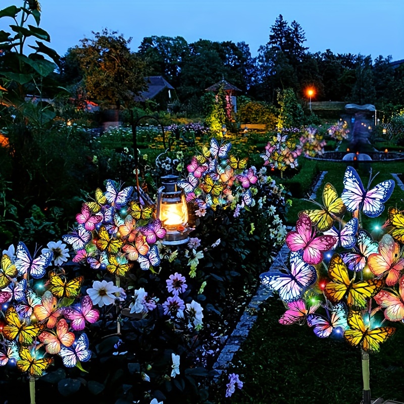 Photocell Outdoor Lighting - Solar LED-vlindertuinverlichting Waterdichte kleurrijke buitengazonpadlamp voor
