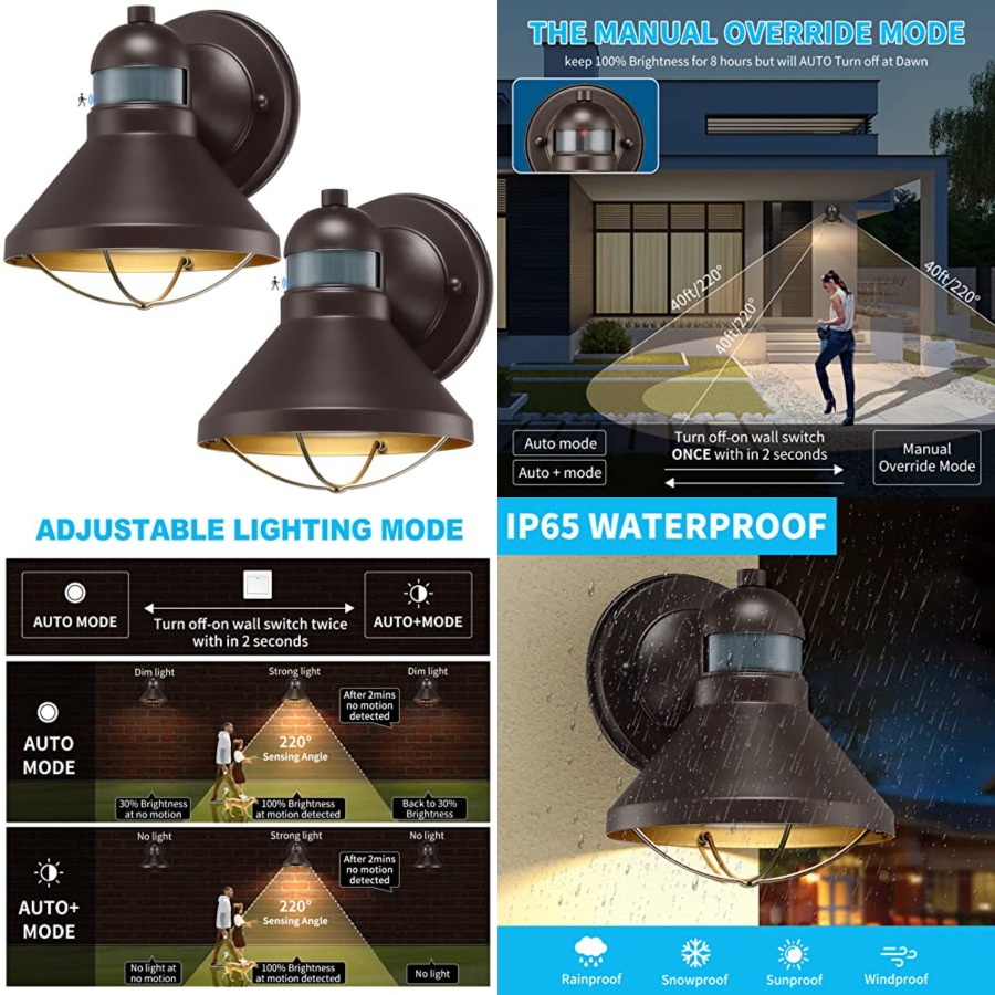 Wall Lighting Outdoor - 2-pack bewegingsmelder buiten LED wandlamp schemering