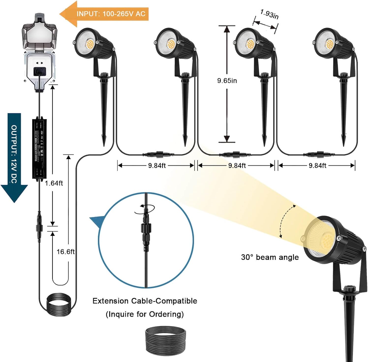 Outdoor Lighting Low Voltage - Laagspanningslandschapsverlichting, 12V LED-buitenspots, tuinpadverlichting, met waterdichte