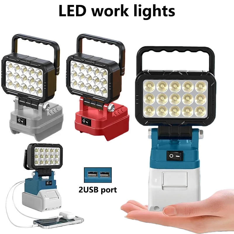 Outdoor Lighting Milwaukee - 6000 Lumen LED-werklamp voor Dewalt/Makita/Milwaukee 18V