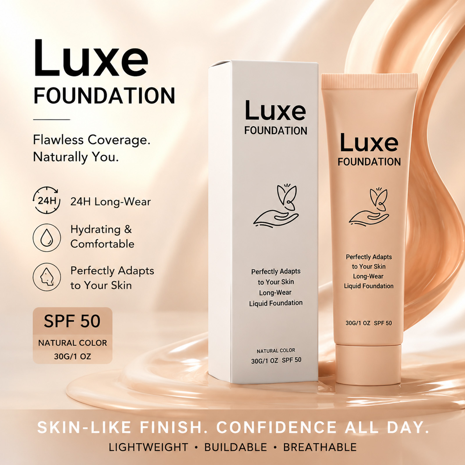 Color Changing Outdoor - SPF 50+ Kleurveranderende Foundation Langdurige Natuurlijke