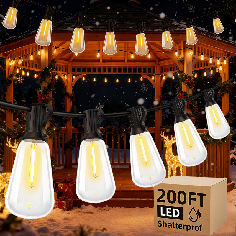 Outdoor Lighting B&Q - 200FT LED-buitenlichtslingers Dimbaar Waterdicht ST38 LED