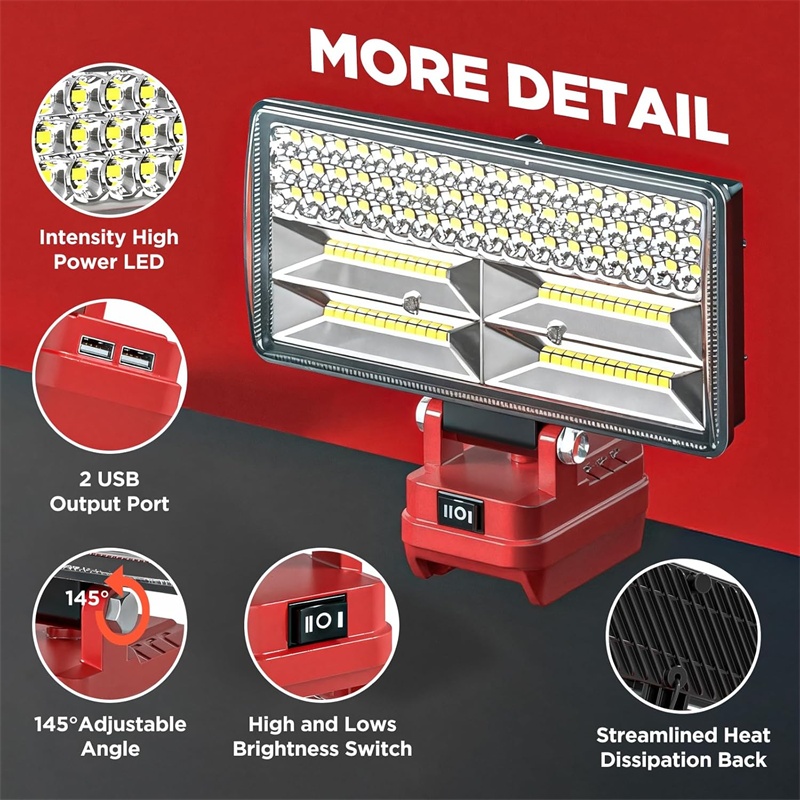 Outdoor Lighting Milwaukee - Handheld LED-werklamp voor Milwaukee 18V Li-ion