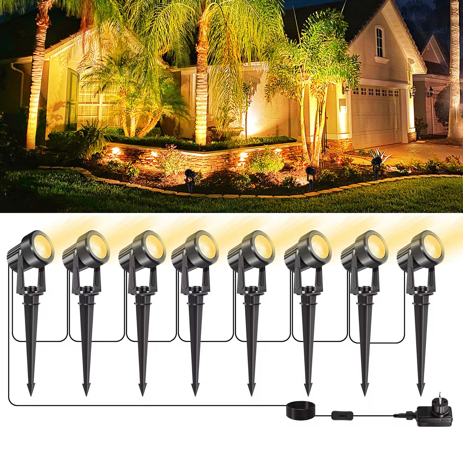 Outdoor Lighting Low Voltage - 4/6/8LEDS 3000K Outdoor Spotlight Landschap IP65