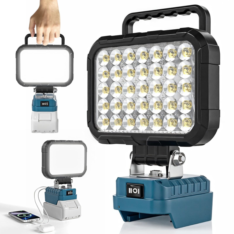 Outdoor Lighting Milwaukee - Draadloze bouwplaats-schijnwerper, draagbare LED-werklamp, buitenlamp voor