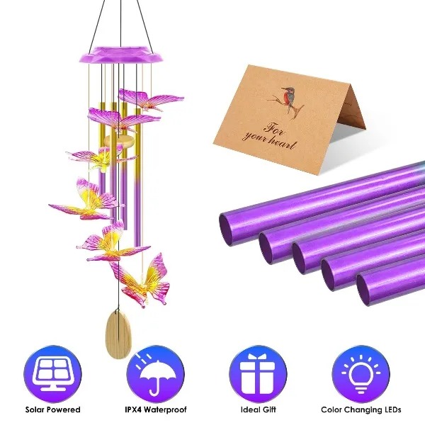 Zonne-vlinder windgong met alu - Color Changing Outdoor recensie en prijs